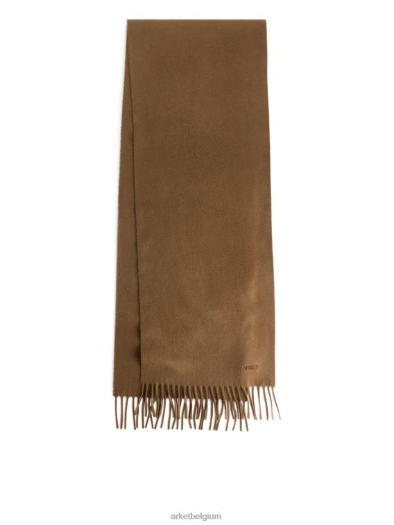 ARKET accessoires 0DXJP1315 donkere kameel geweven kasjmier sjaal Heren