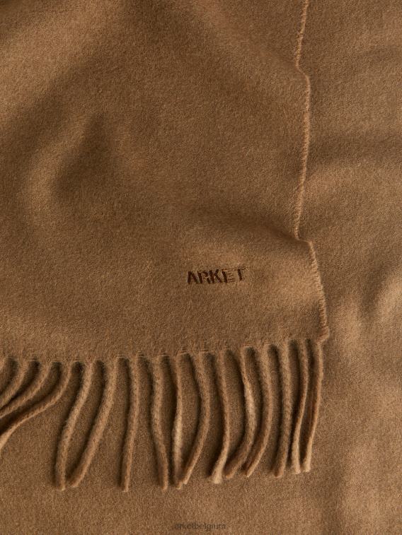 ARKET accessoires 0DXJP1315 donkere kameel geweven kasjmier sjaal Heren