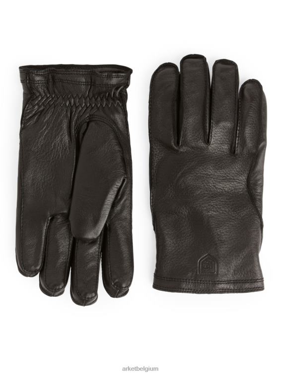 ARKET accessoires 0DXJP1322 zwart Hestra Hakon met fleece gevoerde leren handschoenen Heren