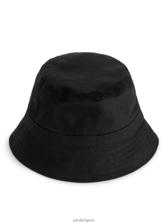 ARKET accessoires 0DXJP1295 zwart vissershoedje van katoenkeperstof Heren