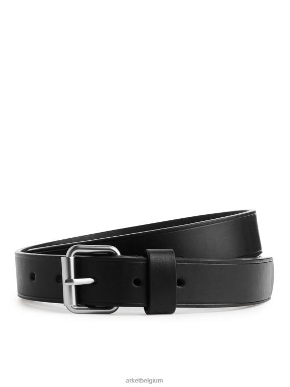 ARKET accessoires 0DXJP1328 zwart slanke leren riem Heren
