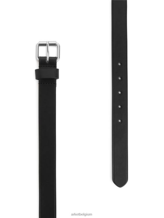ARKET accessoires 0DXJP1328 zwart slanke leren riem Heren