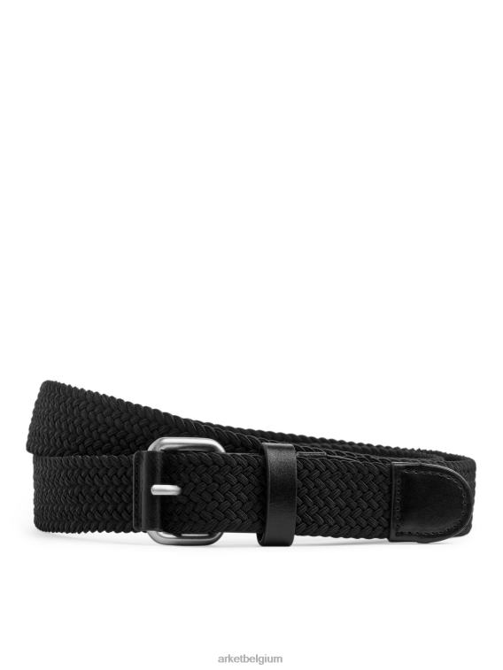 ARKET accessoires 0DXJP1332 zwart gevlochten, met leer afgewerkte riem Heren