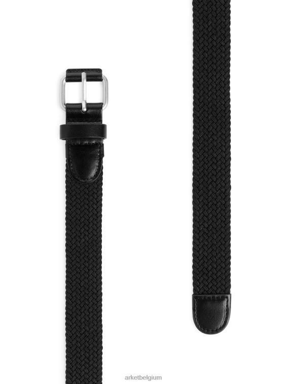 ARKET accessoires 0DXJP1332 zwart gevlochten, met leer afgewerkte riem Heren