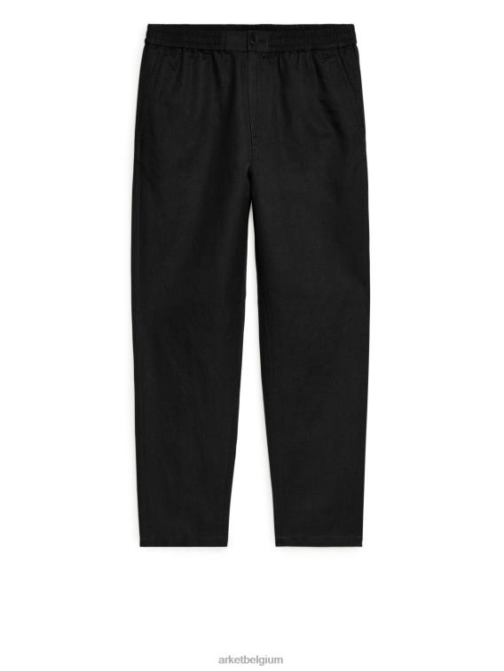 ARKET kleding 0DXJP1053 zwart linnen broek met trekkoord Heren