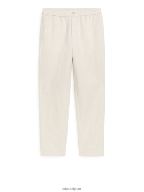 ARKET kleding 0DXJP1054 licht beige linnen broek met trekkoord Heren