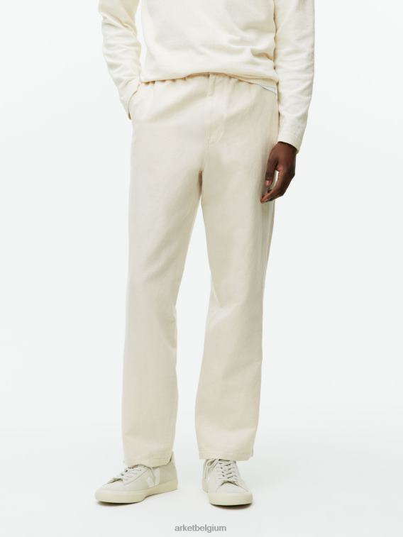 ARKET kleding 0DXJP1054 licht beige linnen broek met trekkoord Heren