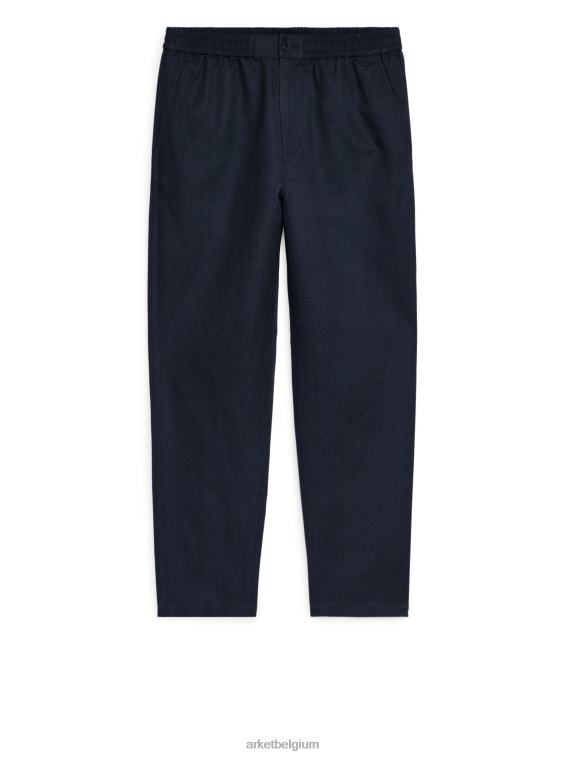 ARKET kleding 0DXJP1055 donkerblauw linnen broek met trekkoord Heren