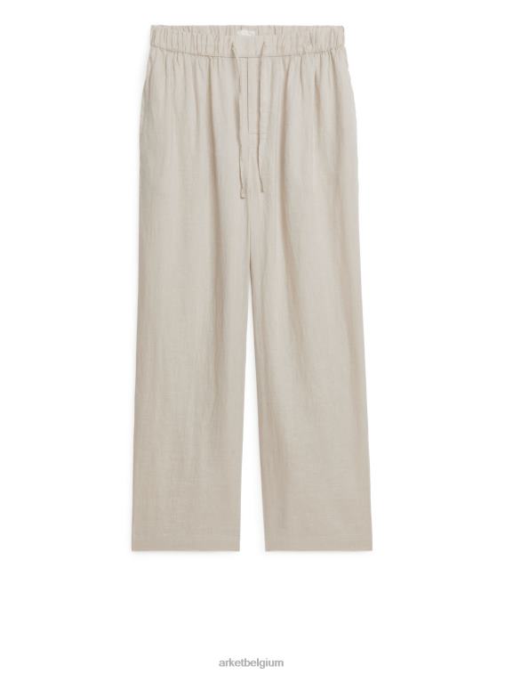 ARKET kleding 0DXJP1057 beige linnen broek met trekkoord Heren