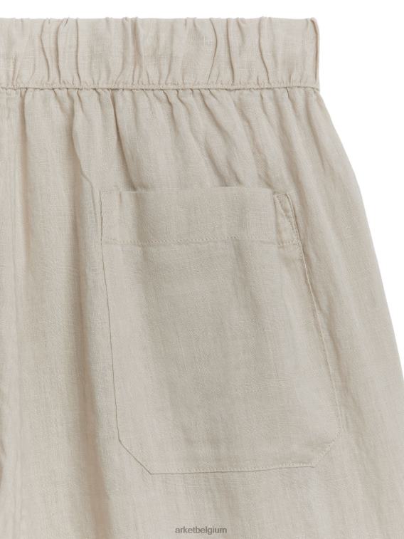 ARKET kleding 0DXJP1057 beige linnen broek met trekkoord Heren