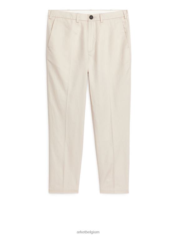 ARKET kleding 0DXJP1060 gebroken wit normale cropped katoen-linnen broek Heren