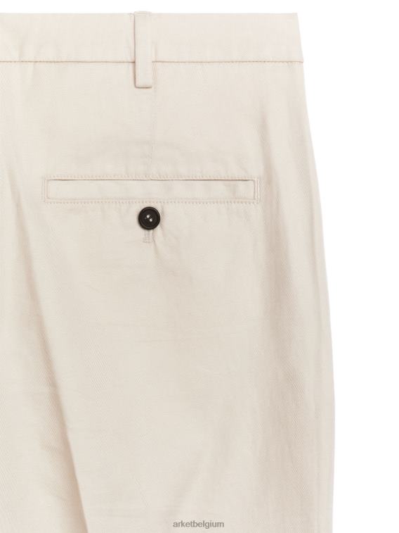 ARKET kleding 0DXJP1060 gebroken wit normale cropped katoen-linnen broek Heren