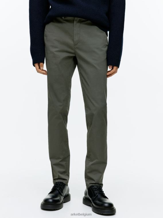 ARKET kleding 0DXJP1071 kaki groen slanke stretchchino Heren