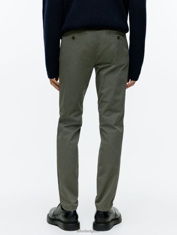 ARKET kleding 0DXJP1071 kaki groen slanke stretchchino Heren