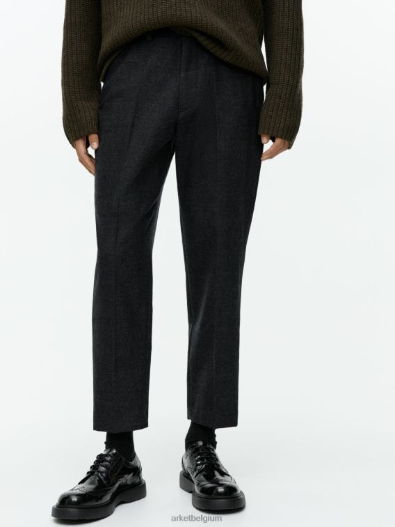 ARKET kleding 0DXJP1083 grijs gemêleerd cropped, taps toelopende wollen broek Heren