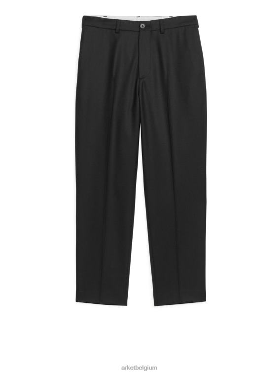 ARKET kleding 0DXJP1087 zwart cropped, taps toelopende wollen broek Heren