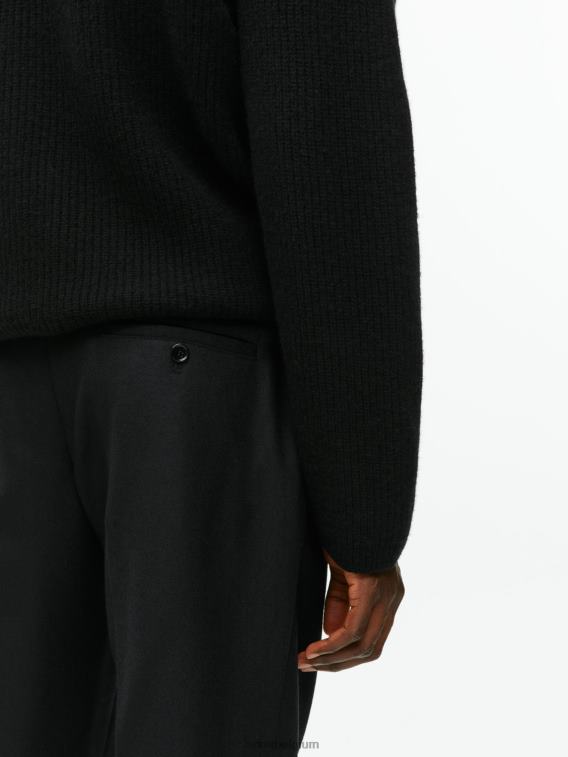 ARKET kleding 0DXJP1087 zwart cropped, taps toelopende wollen broek Heren