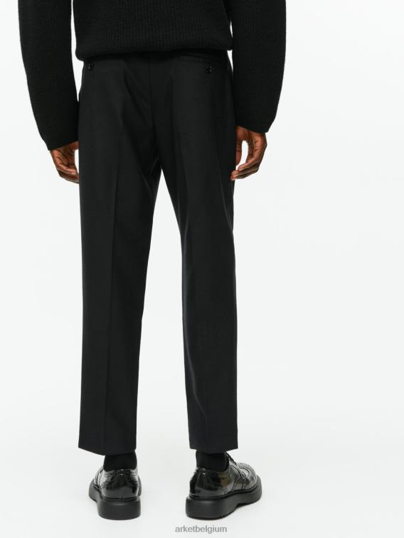 ARKET kleding 0DXJP1087 zwart cropped, taps toelopende wollen broek Heren