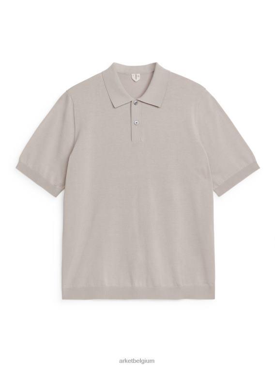 ARKET kleding 0DXJP1045 stoffig beige poloshirt van katoenzijde Heren