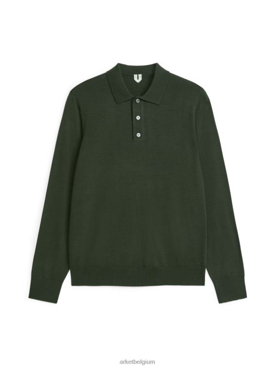 ARKET kleding 0DXJP1047 donkergroen Merino polotrui Heren