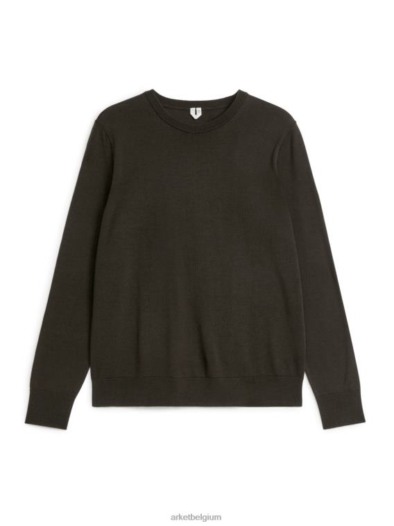 ARKET kleding 0DXJP1174 donker bruin fijngebreide merino trui Heren