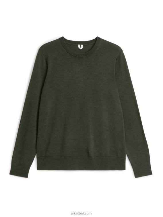 ARKET kleding 0DXJP1176 donkergroen fijngebreide merino trui Heren