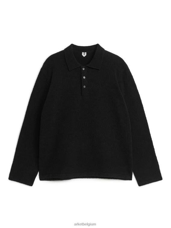 ARKET kleding 0DXJP1178 zwart gebreid poloshirt Heren