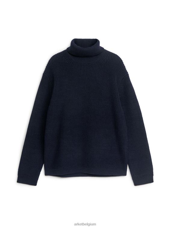 ARKET kleding 0DXJP1180 donkerblauw trui van zware wol met col Heren