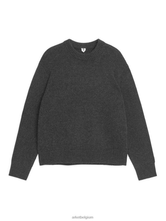 ARKET kleding 0DXJP1186 zwart gemêleerd zware gebreide wollen trui Heren