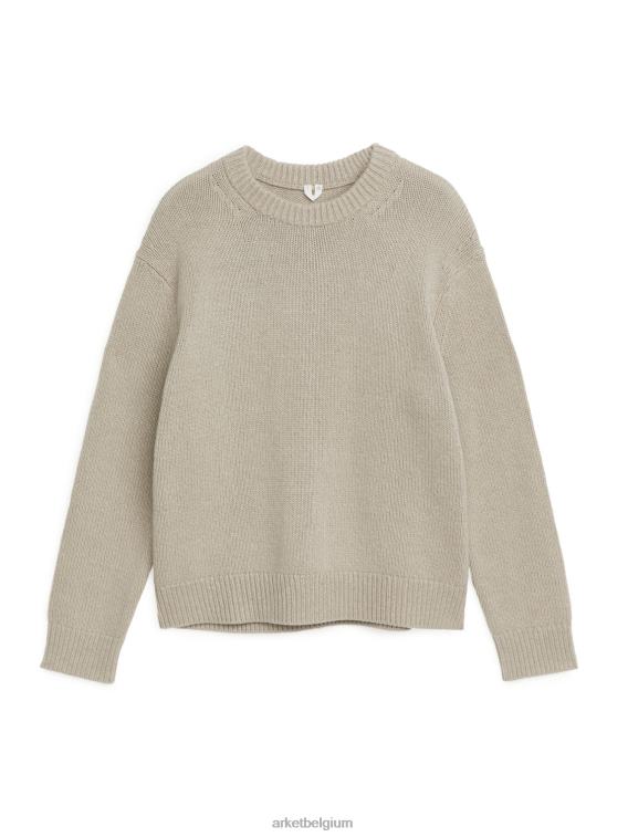 ARKET kleding 0DXJP1191 beige gemêleerd zware gebreide wollen trui Heren