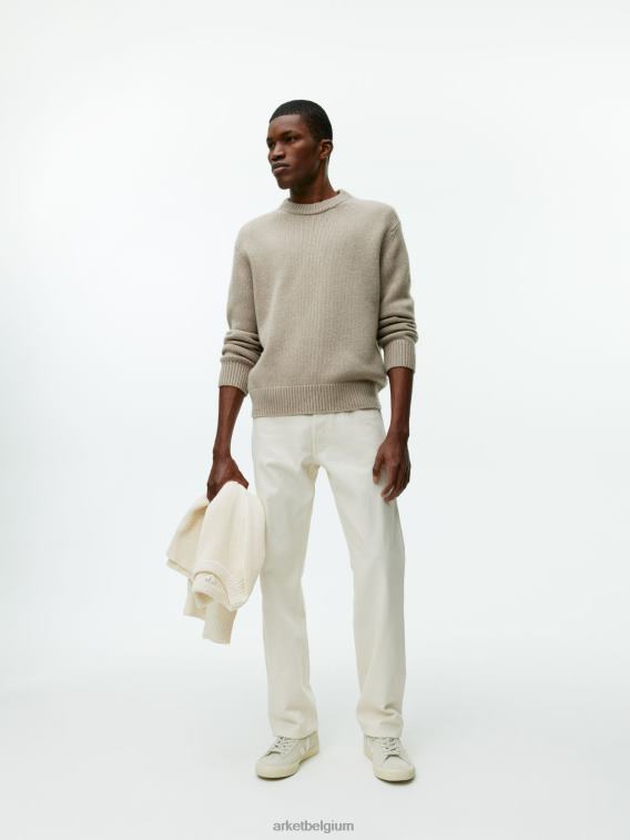ARKET kleding 0DXJP1191 beige gemêleerd zware gebreide wollen trui Heren