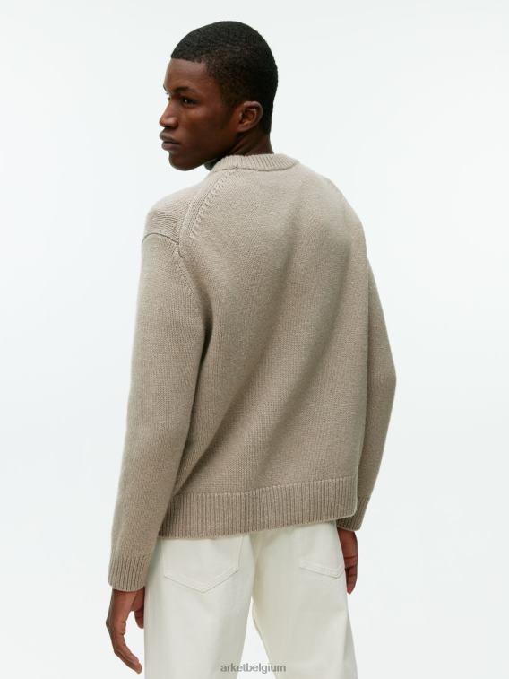 ARKET kleding 0DXJP1191 beige gemêleerd zware gebreide wollen trui Heren