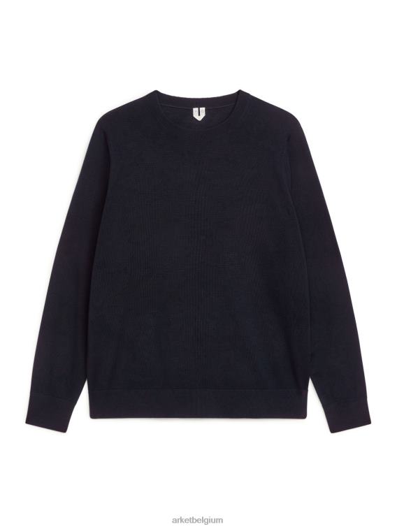 ARKET kleding 0DXJP1195 donkerblauw fijngebreide merino trui Heren
