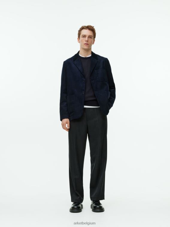 ARKET kleding 0DXJP1195 donkerblauw fijngebreide merino trui Heren