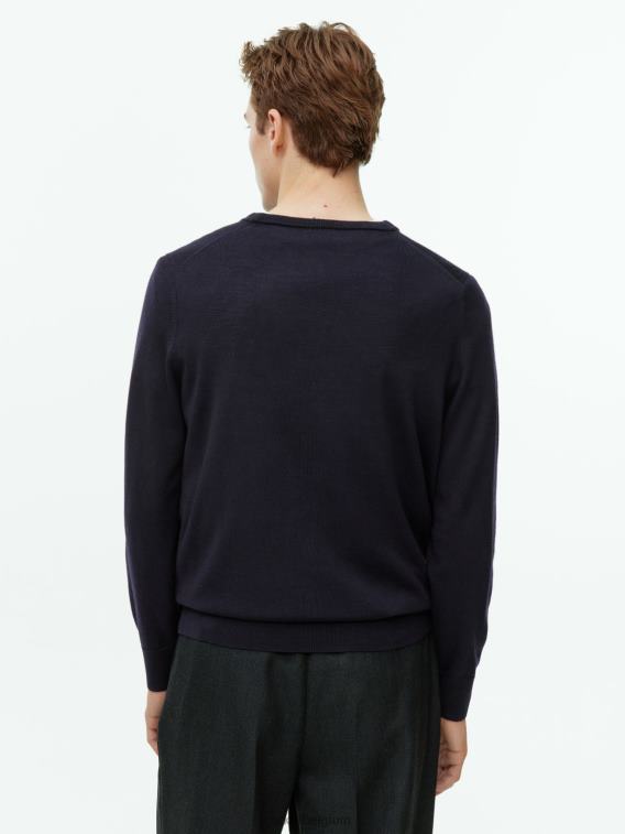 ARKET kleding 0DXJP1195 donkerblauw fijngebreide merino trui Heren