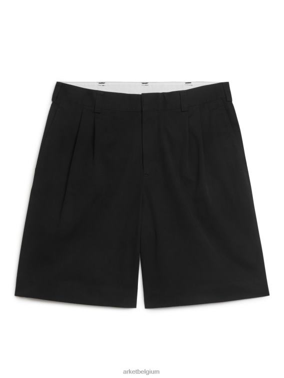 ARKET kleding 0DXJP1111 zwart katoenen short met wijde pijpen Heren