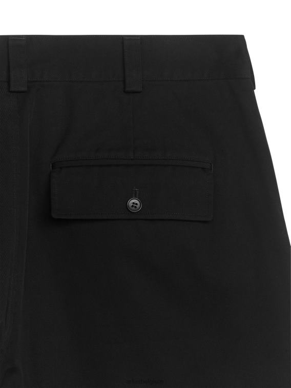 ARKET kleding 0DXJP1111 zwart katoenen short met wijde pijpen Heren
