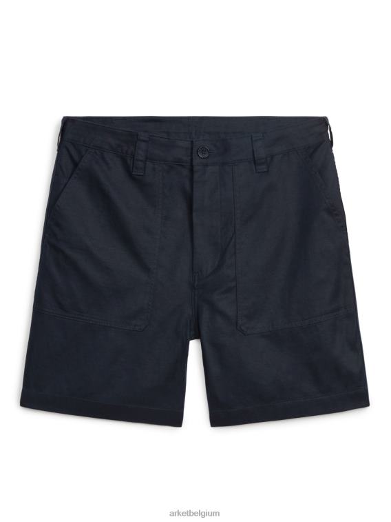 ARKET kleding 0DXJP1123 donkerblauw Utility-short van katoen en linnen Heren