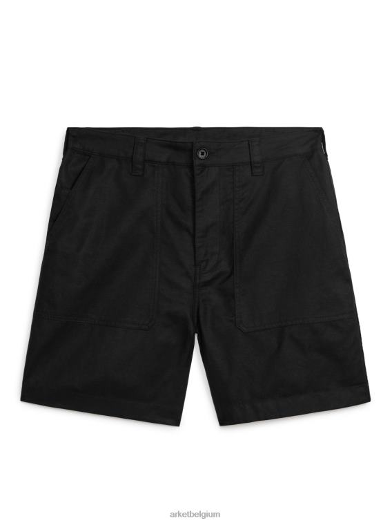 ARKET kleding 0DXJP1124 zwart Utility-short van katoen en linnen Heren