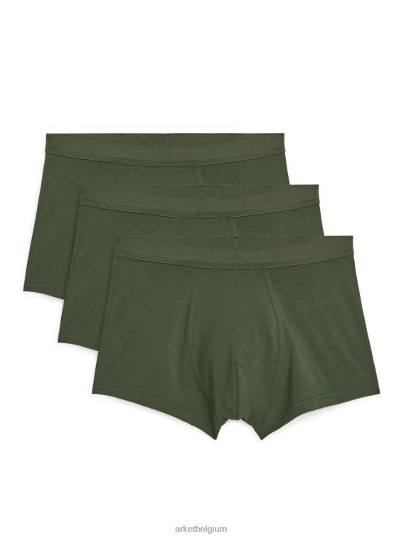 ARKET kleding 0DXJP1223 donkergroen Pima katoenen boxershort, set van 3 Heren
