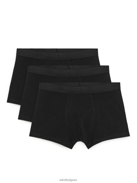 ARKET kleding 0DXJP1225 zwart Pima katoenen boxershort, set van 3 Heren