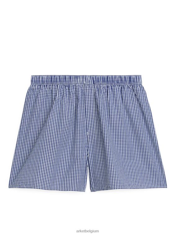ARKET kleding 0DXJP1230 donkerblauw geruit Boxershorts van geweven katoen, set van 2 Heren