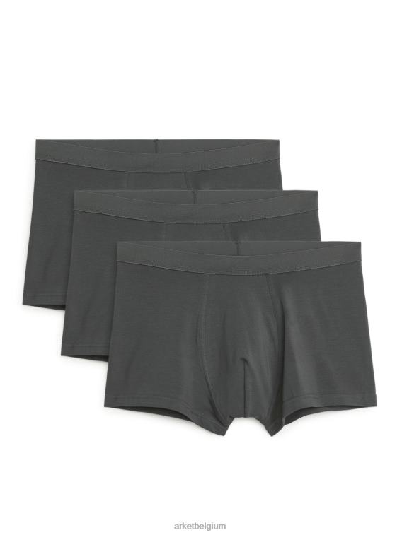 ARKET kleding 0DXJP1231 donker grijs Pima katoenen boxershort, set van 3 Heren