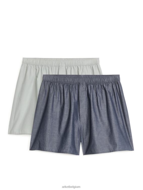 ARKET kleding 0DXJP1235 vaste stoffen/aards Boxershorts van geweven katoen, set van 2 Heren