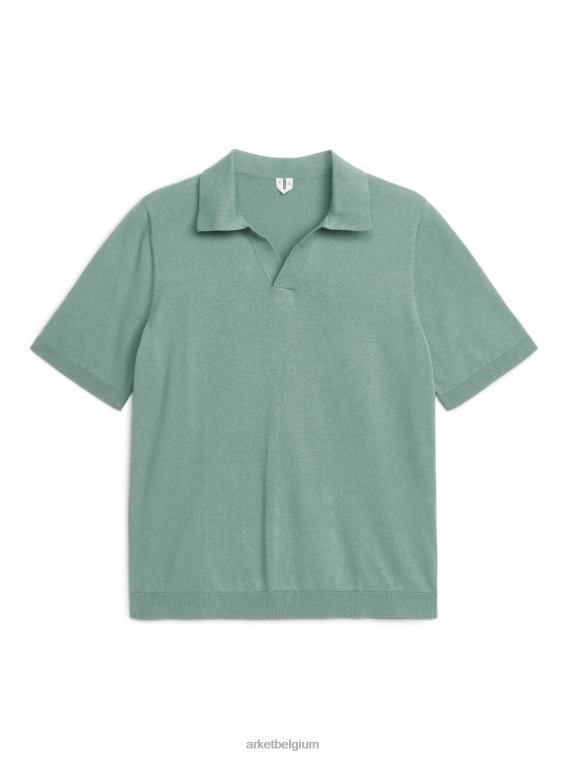 ARKET kleding 0DXJP1024 groente katoenen linnen poloshirt Heren