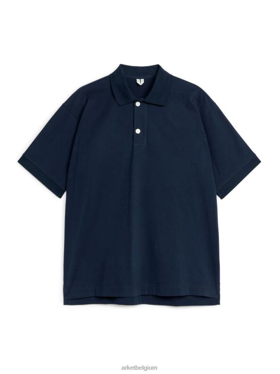 ARKET kleding 0DXJP1028 donkerblauw katoenen poloshirt Heren