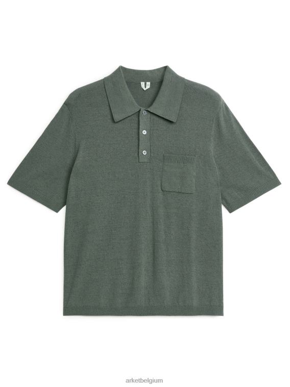 ARKET kleding 0DXJP1033 kaki groen poloshirt met korte mouwen Heren