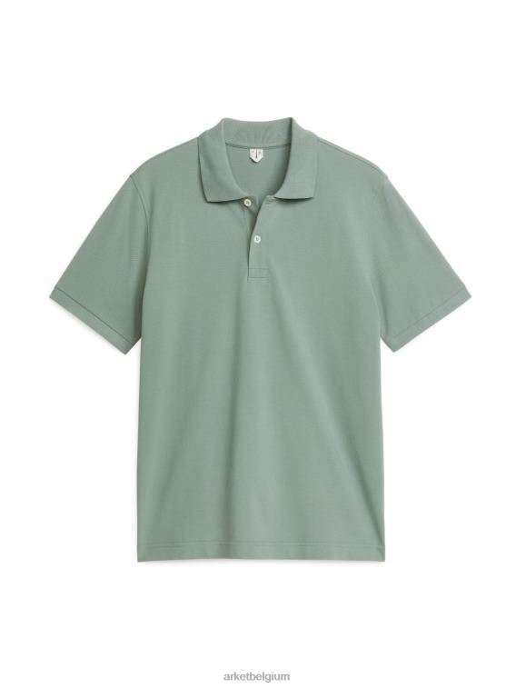 ARKET kleding 0DXJP1034 stoffig groen piqué poloshirt Heren