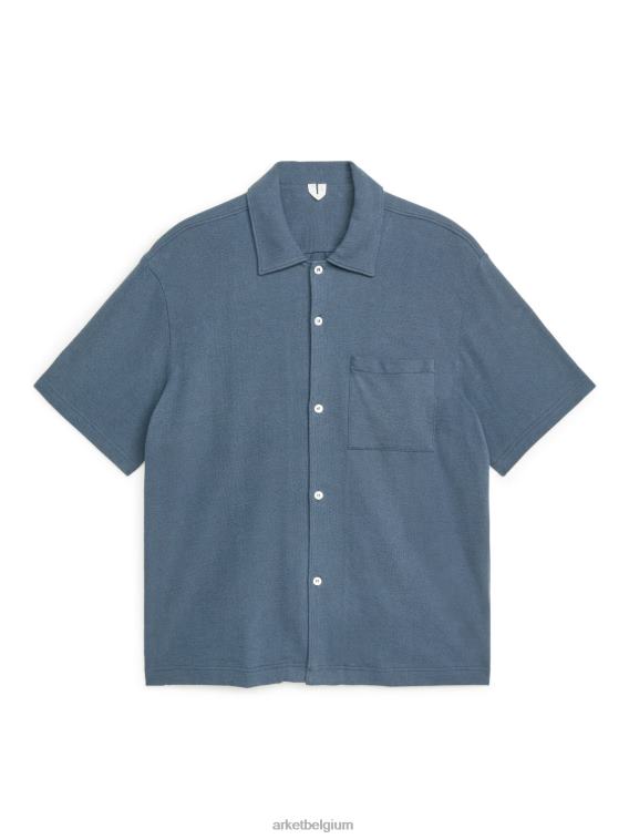 ARKET kleding 0DXJP937 staal blauw bouclé jersey overhemd Heren
