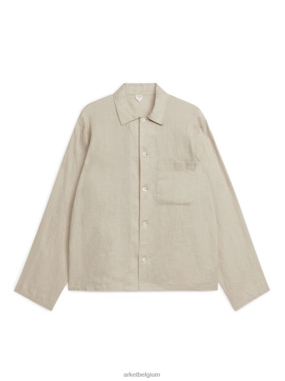 ARKET kleding 0DXJP948 beige linnen overhemd Heren